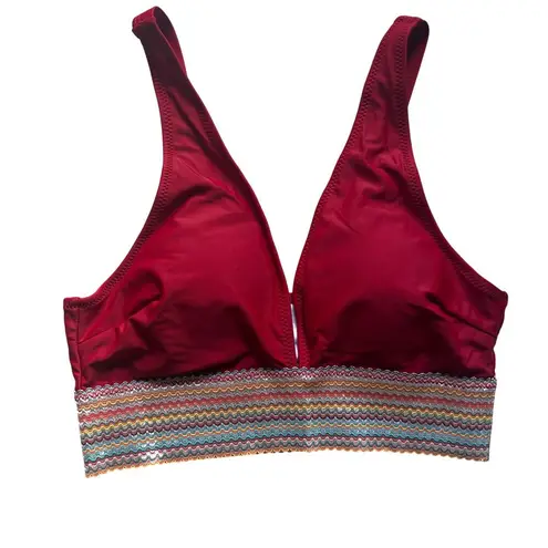 Blooming Jelly High Waisted Red Low Cut Tank Ruched Bikini Swimsuit M Medium New