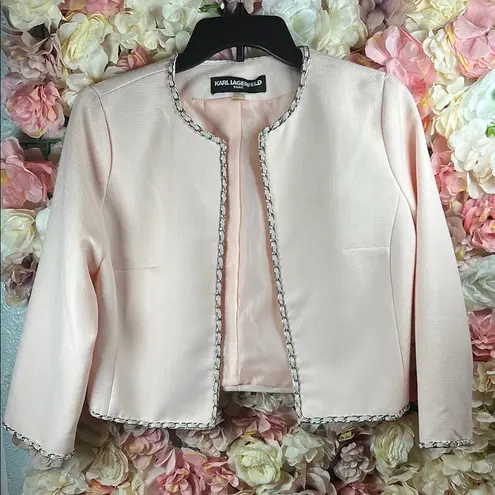 Karl Lagerfeld A035 Pink Blazer with Braided Trim