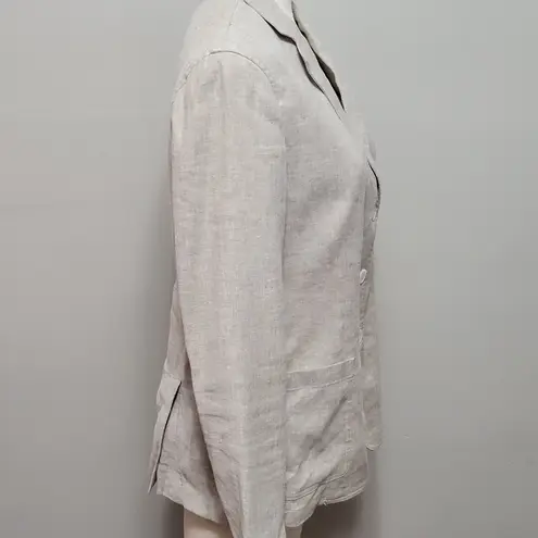 Theory  Minou T Sharkskin Crunch Linen Blend Blazer Size 10