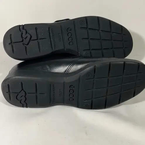 Ecco LEATHER MONK STRAP WOMEN SLIP ON LOAFER BUCKLE BLACK EU 38 SZ 7.5-8 PREOWN