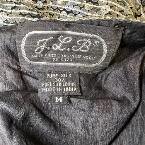 J. L. B. Women's Vintage Silver Sequin Silk Blouse Size M Size M