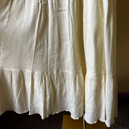 Ba&sh Noah Shirred Cotton Gauze Midi Dress Yellow Ruffle Sleeve Prairie Boho 10