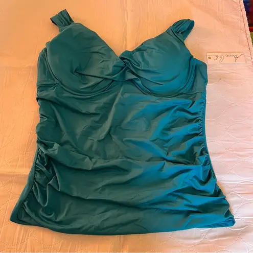 Anne cole NWT!! Twist Front Underwire Swim Top-teal size 18 W