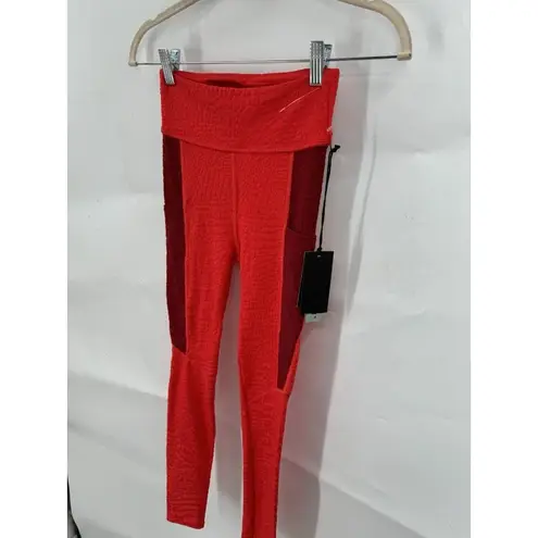 Twenty Montreal Legging Women XS Red 3D Crocodile Caiman Textured NEW Preppy