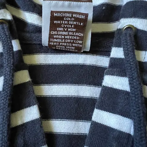 The Black Dog Brand Navy and White Striped Pullover Cotton Hoodie Size Small