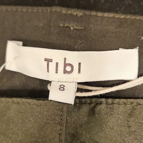 Tibi ππ Stella Crispy Nylon Pleated Cargo Pant ~ Army Green 8 NWT