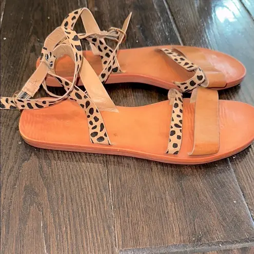 None Leopard Print Strappy Sandals size 8