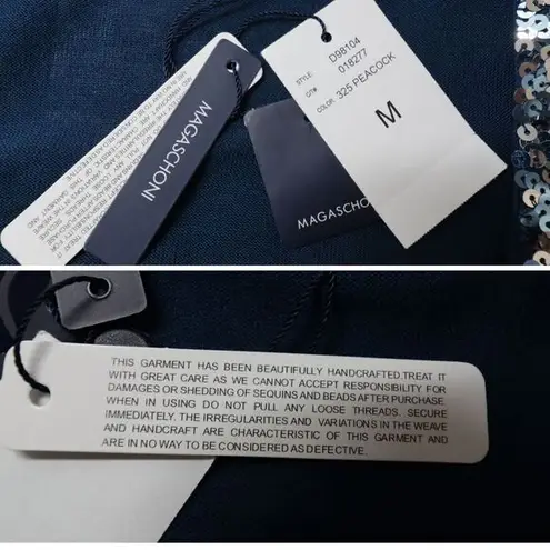 Magaschoni NEW Sequin Tank Top, Silk/wool blend, Blue, M