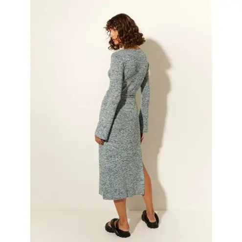 Kivari Naomi V Neck Knit Midi Dress in Teal Marble US6 NWT Blue Size 6