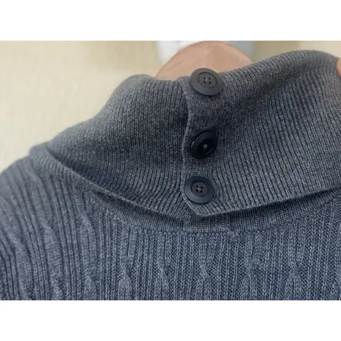 Classiques Entier Merino Wool Gray Cable Knit Turtleneck Sweater Dress L Classic - Image 2