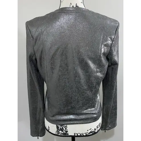 Trouvé Metallic Sliver Blazer Front Zip Zip Sleeves Size Small EUC Silver