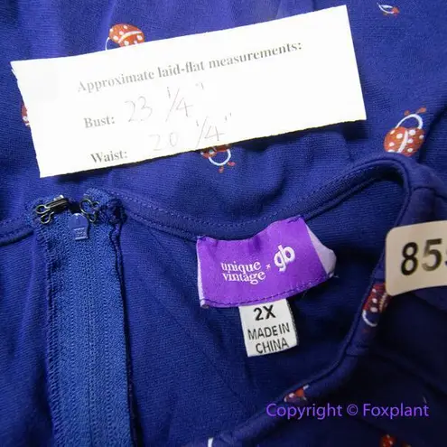 Unique Vintage Gwynnie Bee ladybug Print Dress, 2X