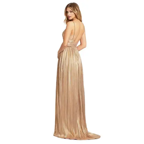 Mac Duggal NWT Ieena 26275 Gold Metallic Ruched A-Line Gown Sz 8 $398