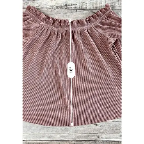 Deletta Anthropologie Vascanes Plisse Pink Off The Shoulder Pleated Blouse sz SM