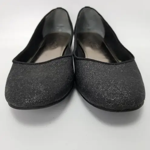 Nina The Touch Of Womens Shimmery Glitter Ballet Flats Shoes Black Slip On 8 X