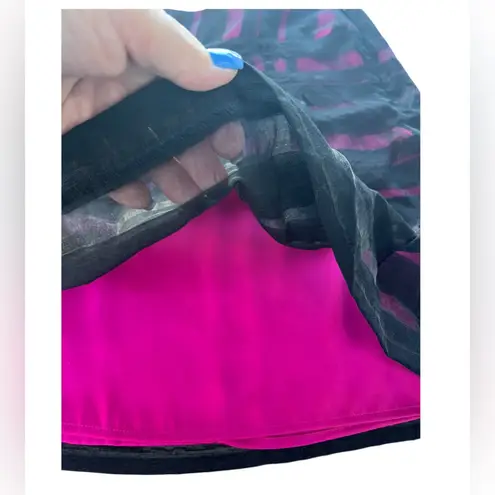 Apostrophe Women's Size 12 Black & Pink A-Line Skirt Semi Sheer Black Overlay