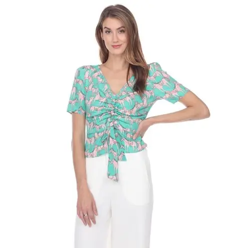 Zero Degrees Celsius Top Green Pink Size Small