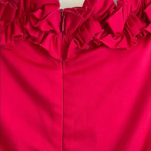 NWT! 💯 London Style Fuchsia Hot Pink Ruched Scoop Neck Midi Dress Size 14