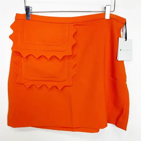 Victoria Beckham NWT Tarjeta Orange Scallop Pocket Stretch Knit Mini Skirt L