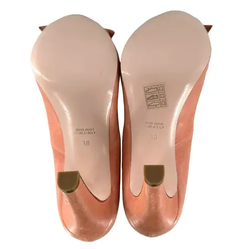 NEW Red Valentino Coral Pink Leather Bow Open Toe Pumps Size 39 Heels
