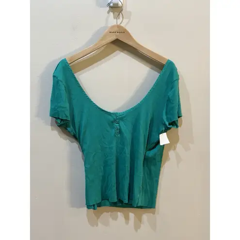 Nation Ltd . Quinn Back Wrap Rib Top Green Size XL