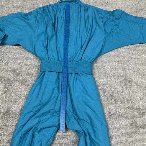 Roffe Ski Suit One Piece Snowsuit Full Zip Vintage Womens 14 Aqua Blue 80’s 90’s Black