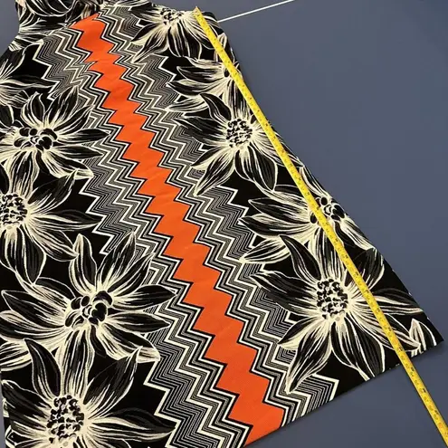 Milly Designer Floral Aesthetic Chevron Black / White / Orange Halter Dress Sz 4