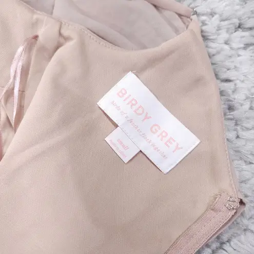 Birdy Grey READ Jane Convertible Chiffon Slit Bridesmaid Dress Beige Taupe Small