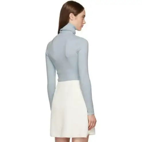 See By Chloe Blue Bisou Turtleneck Ribbed Long Sleeve Sweater Lip Detail S