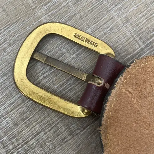 Vintage Leather & Brass Equestrian Waist Cincher Belt Cognac Brown Size Large