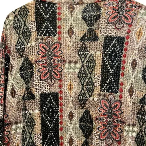 Western Fall Sweater Duster Cardigan Sz L Southwest Tribal Pocket Boho Retro NEW Brown Size L