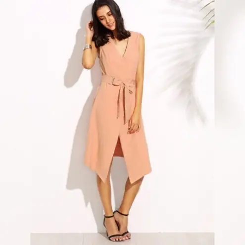 ✨3xHP✨Pink V Neck Tie Waist Sleeveless Outerwear✨ Pink Size M