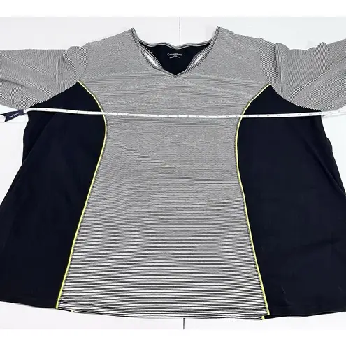 Catherines Black White Stretch 3/4 Sleeve Racerback Cutout Athleisure Top 4X