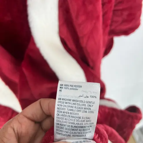 Charter Club Garnet Cozy Plush Wrap Robe Throw Red White Faux Fur Trim 50"x70"