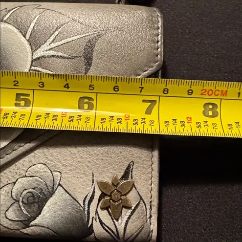 Anuschka Hand Painted, Leather RFID Protected Wallet Gray