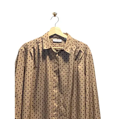 High Profile Vintage Button Down Blouse Beige Size 20W 80โs Neutral Career Glam Tan