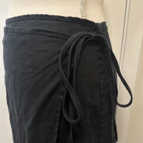 Rails Black Carly Linen Midi Wrap Skirt Coastal Preppy Ballet Career Minimalist