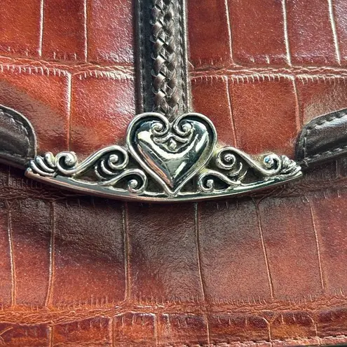 M.C. Leather Faux Crocodile Black and Brown Two Tone Hand Bag Purse