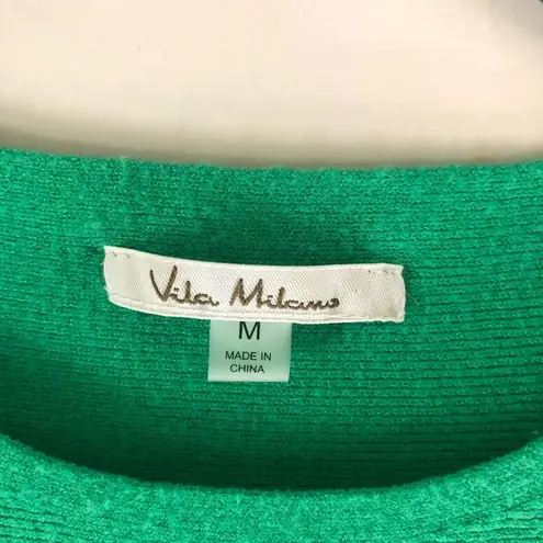 Vila Milano Womens Sweater Dolman Sleeve Button Detail Crew Neck Green M