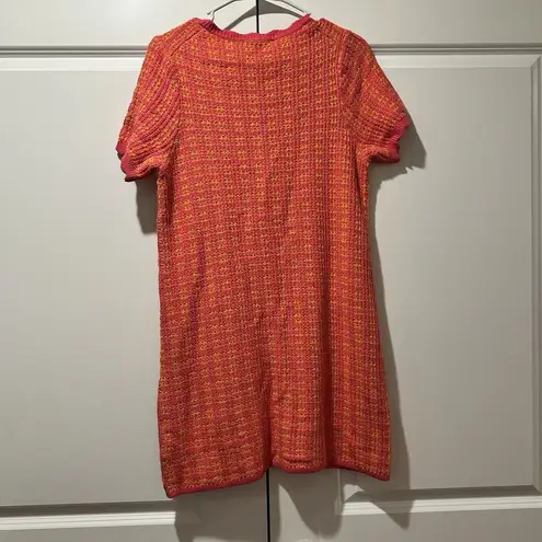 Free Assembly Sweater Dress Women's S Pink Orange Short Sleeve Woven V