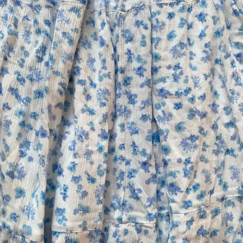 white and blue gauze floral daisy long skirt Size M