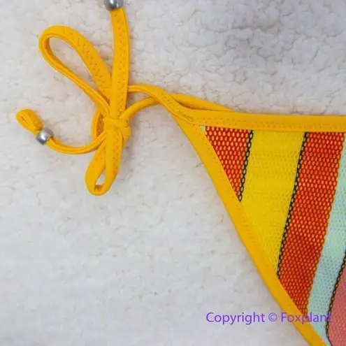 NEW Banana Moon rainbow stripes string tie up teens bikini bottom, size M Yellow Size M