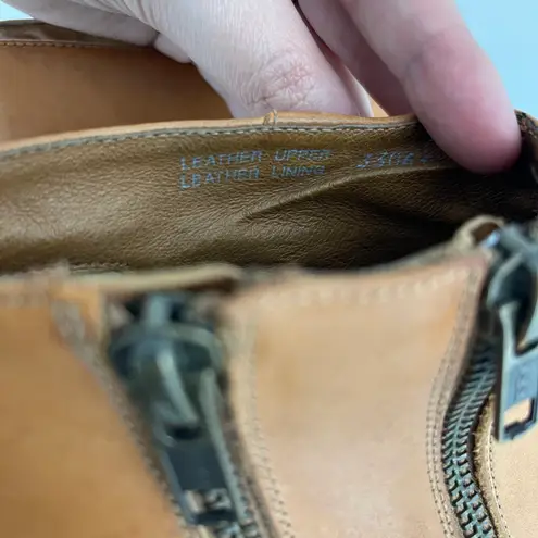 J.Crew  Camel Light Brown Leather Lexington Dual Zip Casual Heeled Ankle Booties