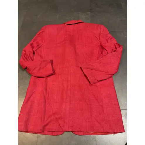 Vtg Lord & Taylor Size 12Red 100% Silk Blazer E0130 Red