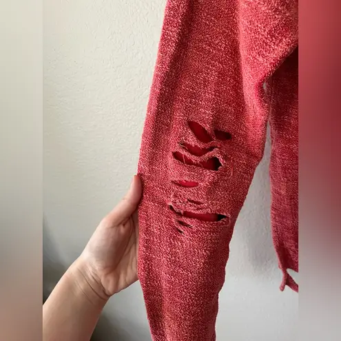 Alchemist Baja Distressed V Neck Pullover Sweatshirt in Red Women's Size XS