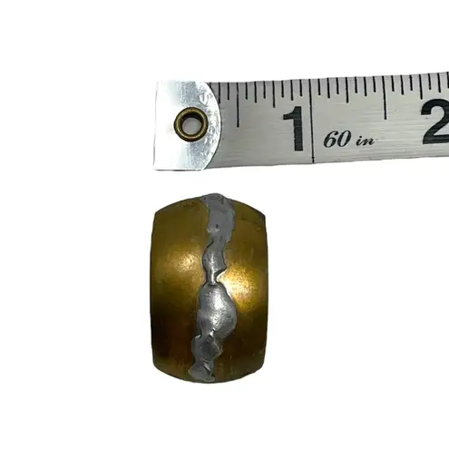 Vintage Unsigned Gold Tone Silver Tone Post Earrings Classic Retro Modernist