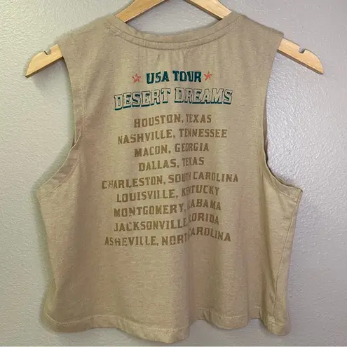 Recycle Threads Desert Dreams Country Music Festival Distressed Cropped Tank Top Tan Size M