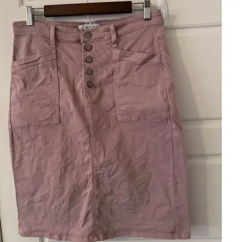 Bohme sz 30 Womens Pink High Rise Button Fly Denim Skirt Flying Monkey Chic Fall