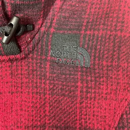 The North Face  womens small red black pull over hoodie cowl neck plaid checkered