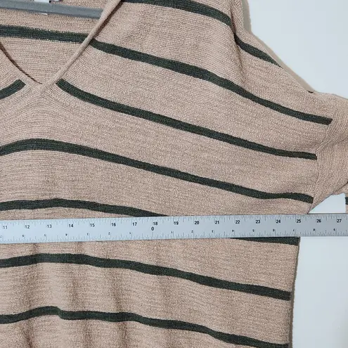 J. Jill Peach and Green Oversized Striped Hoodie Pullover Size XL